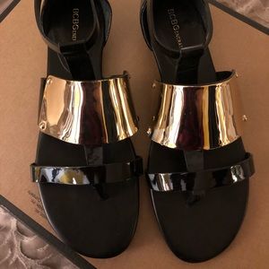 BCBGeneration patent black sandals